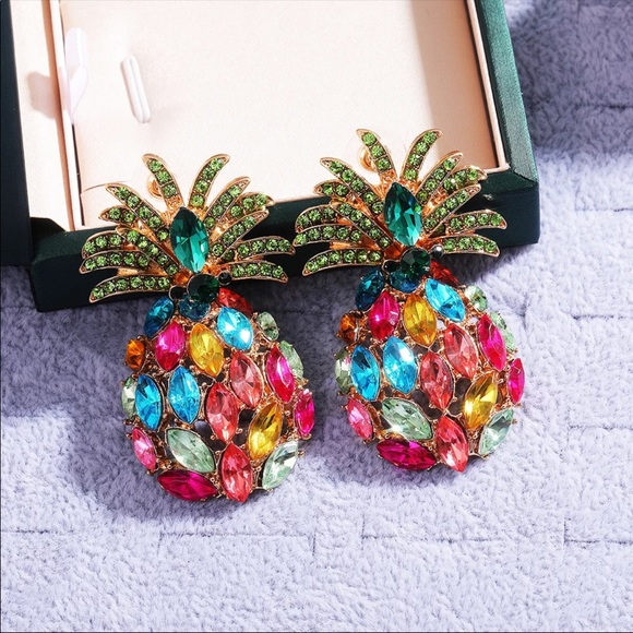 *NEW* Big Inlaid Colorful Rhinestone Cool Earrings - Picture 5 of 6